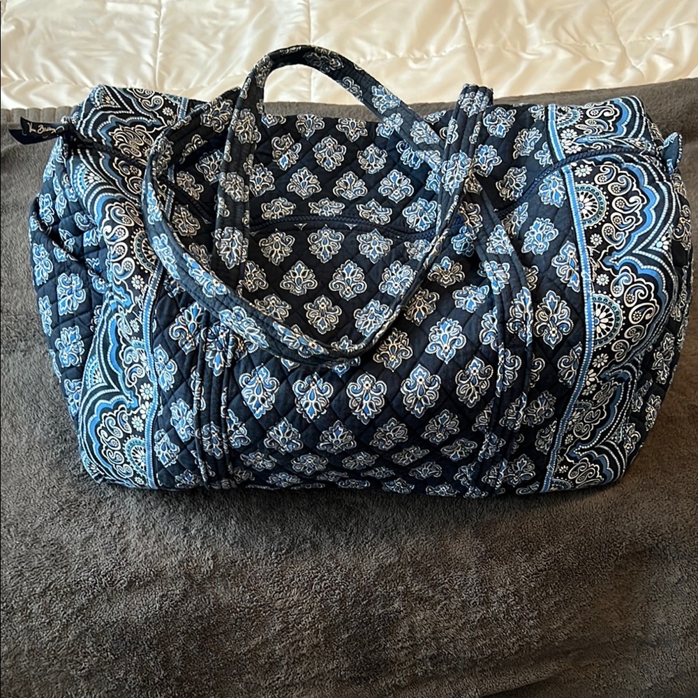 Vera Bradley Quilted Navy Blue Calypso Duffel Travel Bag